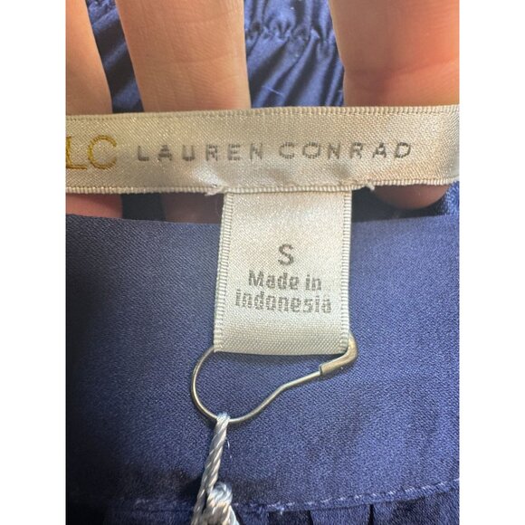 LC Lauren Conrad Women's High Low Silky Pull On Skirt Elastic Waist Size S Blue - Picture 3 of 9